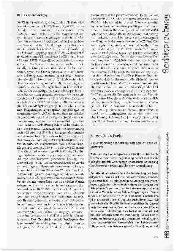 Vorschauseite 3: Kostenübernahme für Leistungen der Behandlungspflegestündliches Absaugen der Atemwege