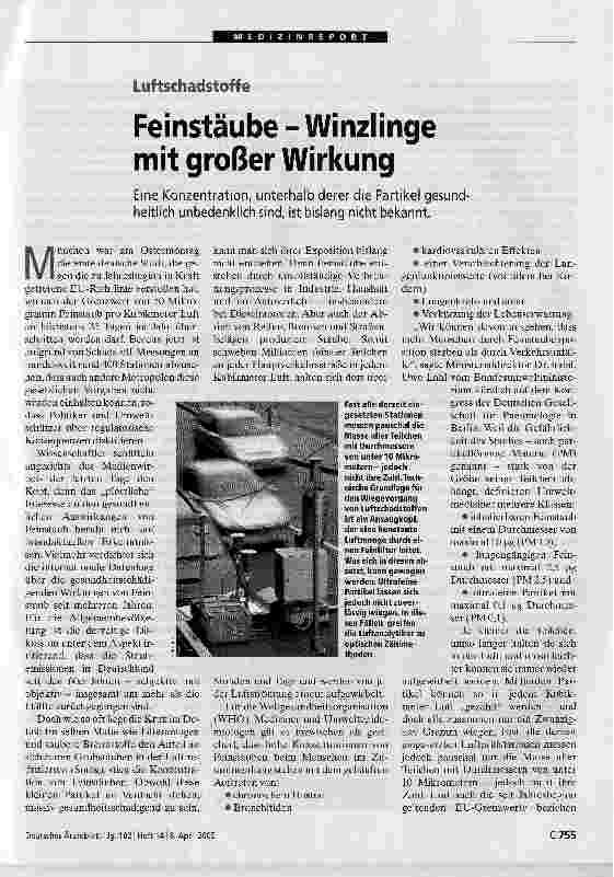 Vorschauseite 1: Feinstäube - Winzlinge mit großer Wirkung