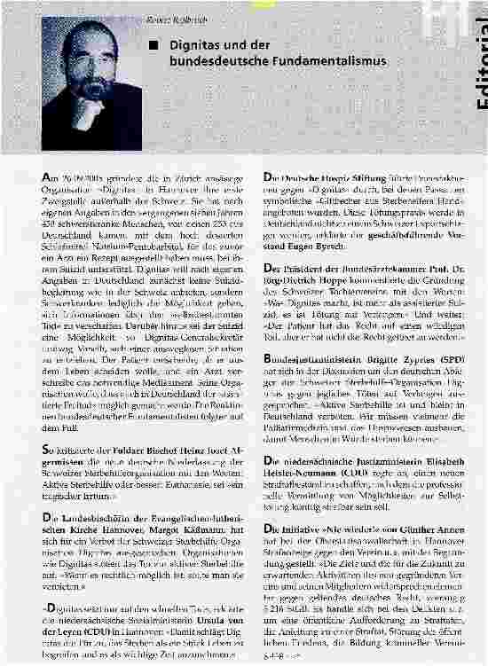 Vorschauseite 1: Dignitas und der bundesdeutsche Fundamentalismus