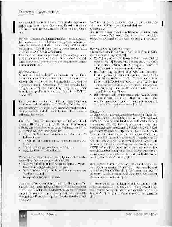 Vorschauseite 4: Zur Diagnostik und Therapie der SchockformenEmpfehlungen der Interdisziplinären Arbeitsgruppe Schock der DIVI - Teil VII Besonderheiten im Kindesalter