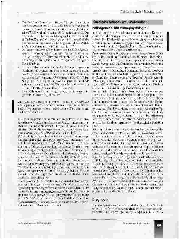 Vorschauseite 5: Zur Diagnostik und Therapie der SchockformenEmpfehlungen der Interdisziplinären Arbeitsgruppe Schock der DIVI - Teil VII Besonderheiten im Kindesalter