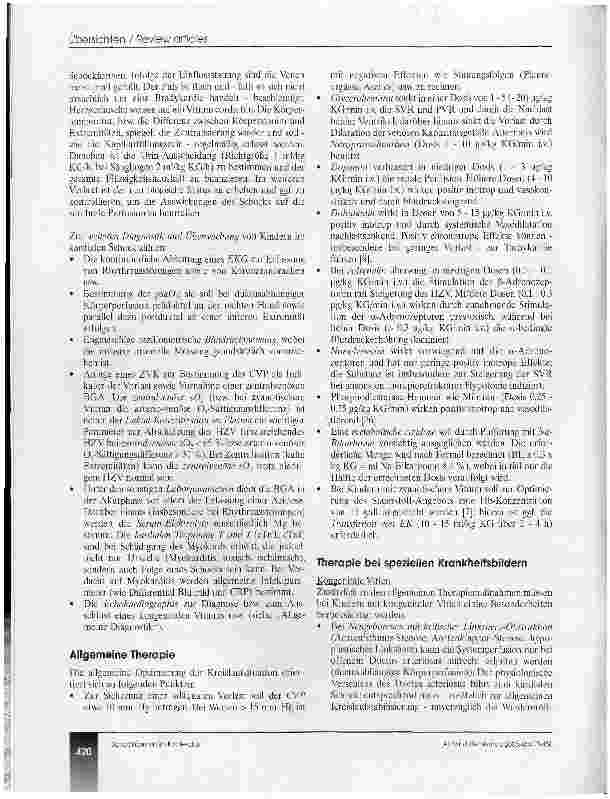 Vorschauseite 6: Zur Diagnostik und Therapie der SchockformenEmpfehlungen der Interdisziplinären Arbeitsgruppe Schock der DIVI - Teil VII Besonderheiten im Kindesalter