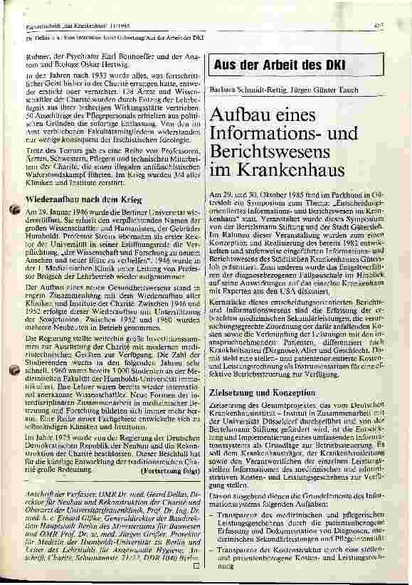Vorschauseite 1: Aufbau eines Informationsund Berichtswesen im Krankenhaus