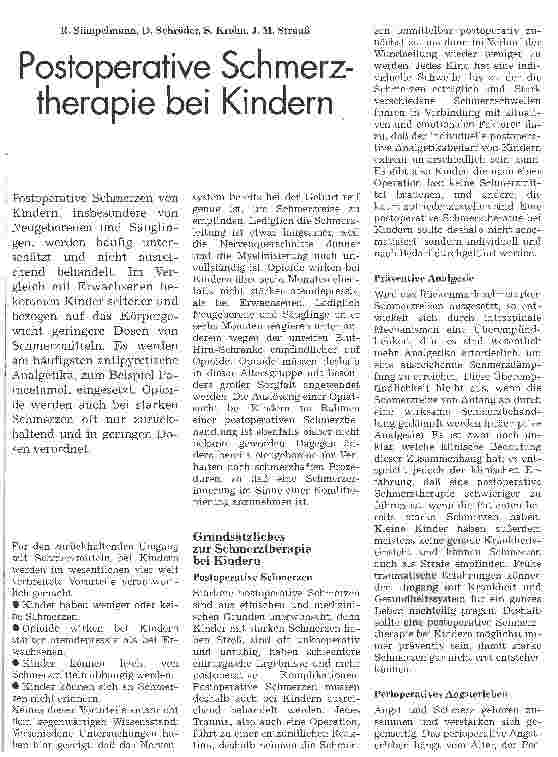 Vorschauseite 1: Postoperative Schmerztherapie bei Kindern
