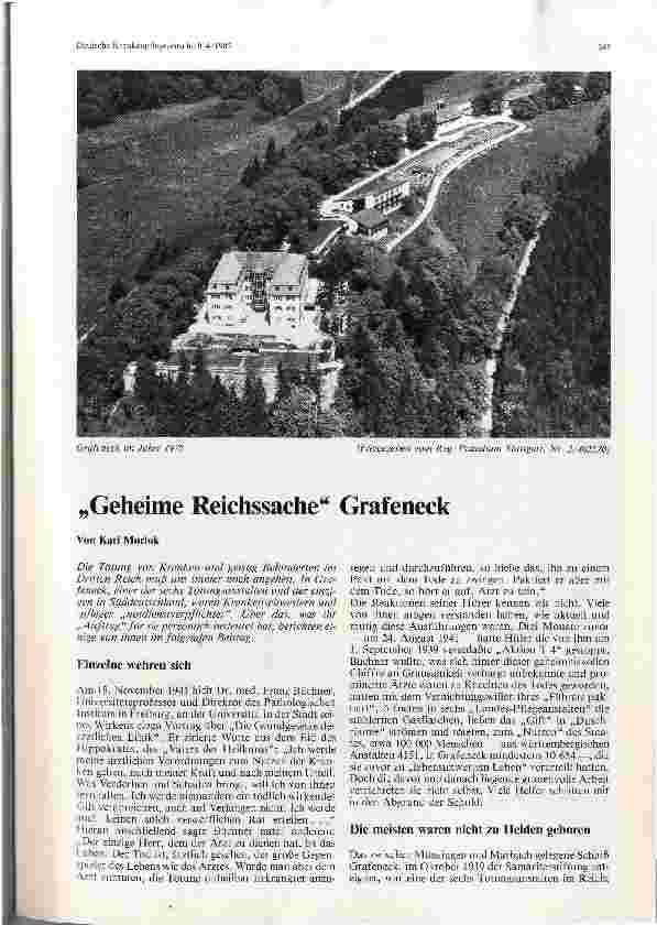 Vorschauseite 1: „Geheime Reichssache Grafeneck