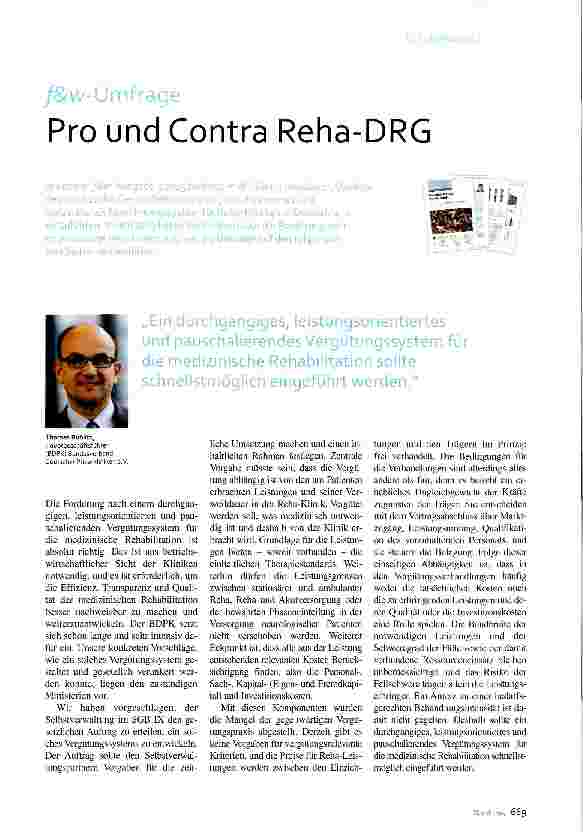 Vorschauseite 1: Pro und Contra Reha-DRG
