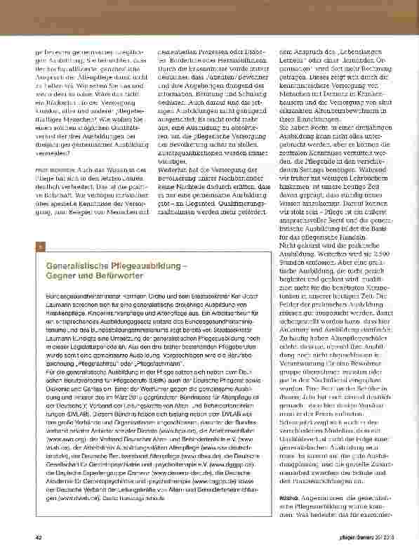 Vorschauseite 2: Generalistische Pflegeausbildung -Heimatverlust der Altenpflege?