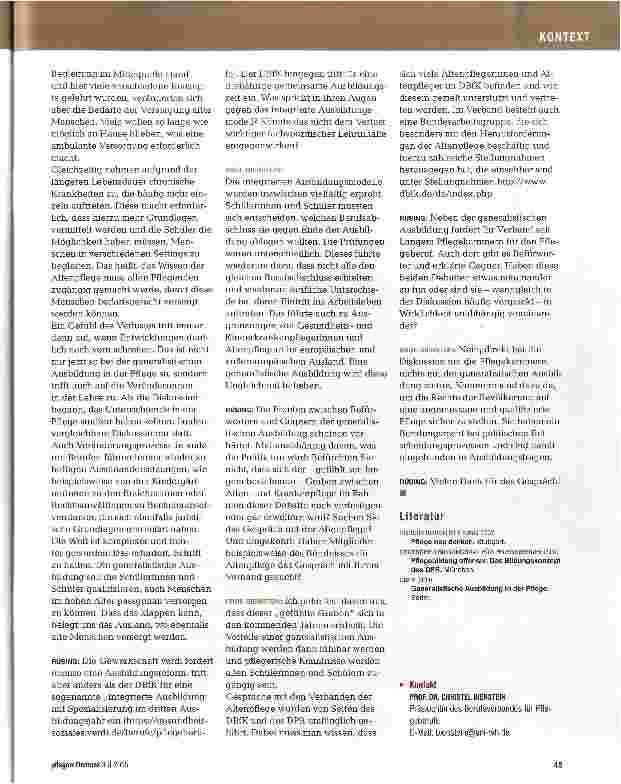 Vorschauseite 5: Generalistische Pflegeausbildung -Heimatverlust der Altenpflege?