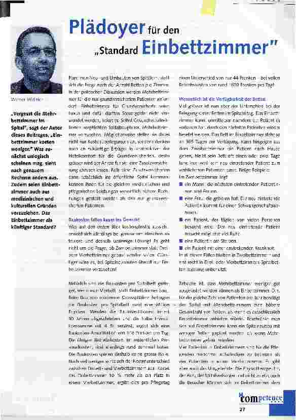 Vorschauseite 1: Plädoyer für den Standard Einbettzimmer
