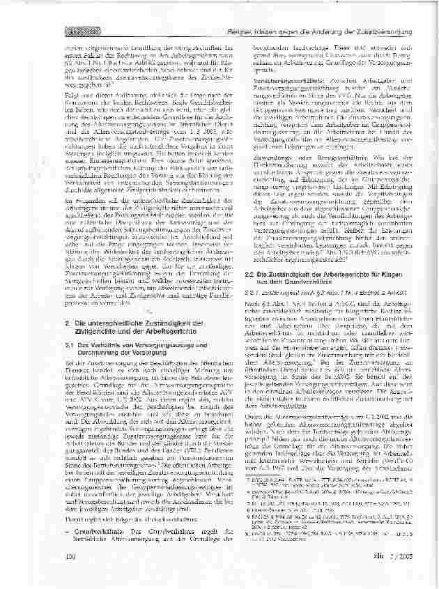Vorschauseite 2: Klagen gegen die Änderung der Zusatzversorgung durch die Altersvorsorgetarifverträge vom 1.3.2002
