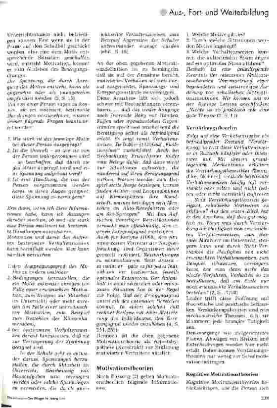 Vorschauseite 2: Zur Notwendigheit der Berücksichtigung motivationstheoreticher Ansätze in der Unterrichtspraxis 1. Teil