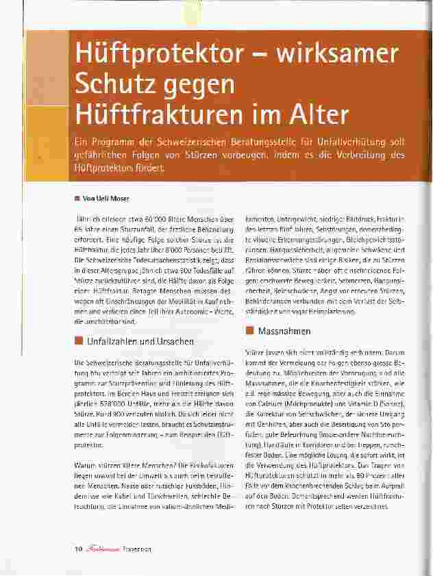 Vorschauseite 1: Hüftprotektor - wirksamer Schutz gegen Hüftfrakturen im Alter
