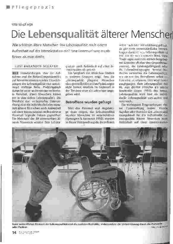 Vorschauseite 1: Die Lebensqualität älterer Menschen wird unterschätzt