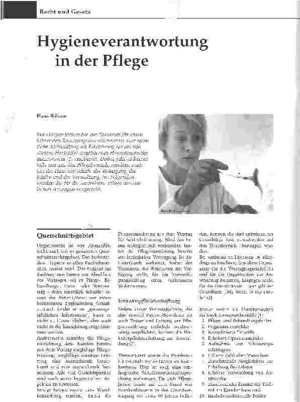 Vorschauseite 1: Hygieneverantwortung in der Pflege