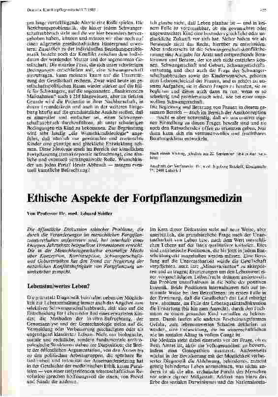 Vorschauseite 1: Ethische Aspekte der Fortpflanzungsmedizin