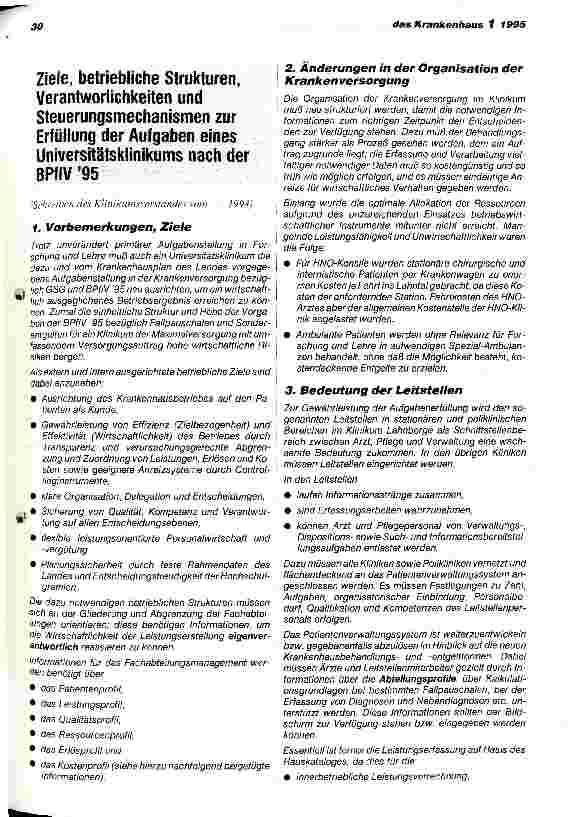 Vorschauseite 2: Zur Umsetzung der BPflV 95: Bericht aus dem Klinikum der Philipps-Universität Marburg