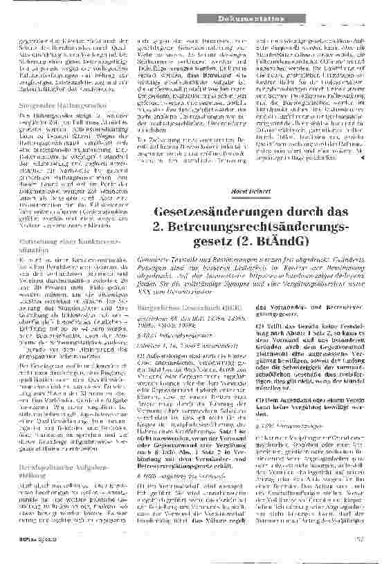 Vorschauseite 1: Gesetzesänderungen durch das2. Betreuungsrechtsänderungsgesetz (2. BtÄndG)