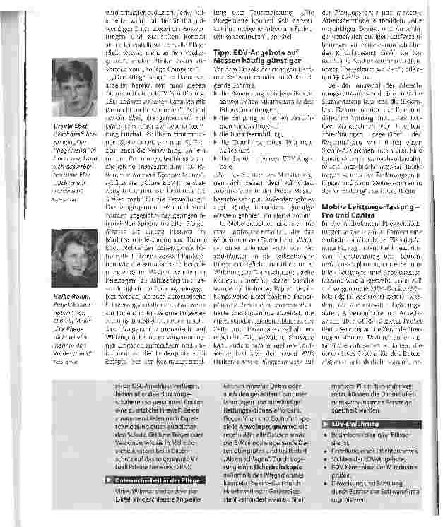 Vorschauseite 2: Keine Angst vor der Technik. Der Einsatz von Software-Lösungen im Pflegedienst hilft Ressourcen zu sparen