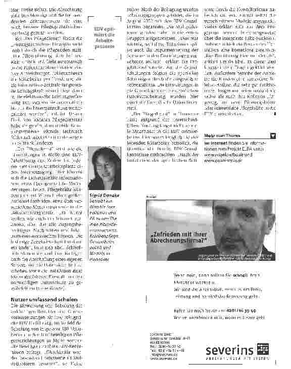Vorschauseite 3: Keine Angst vor der Technik. Der Einsatz von Software-Lösungen im Pflegedienst hilft Ressourcen zu sparen
