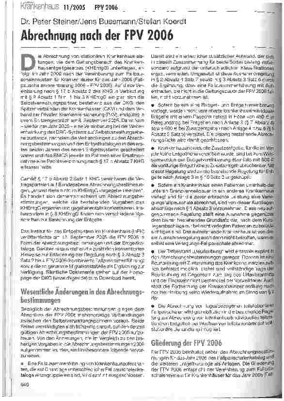 Vorschauseite 1: Abrechnung nach der FPY 2006