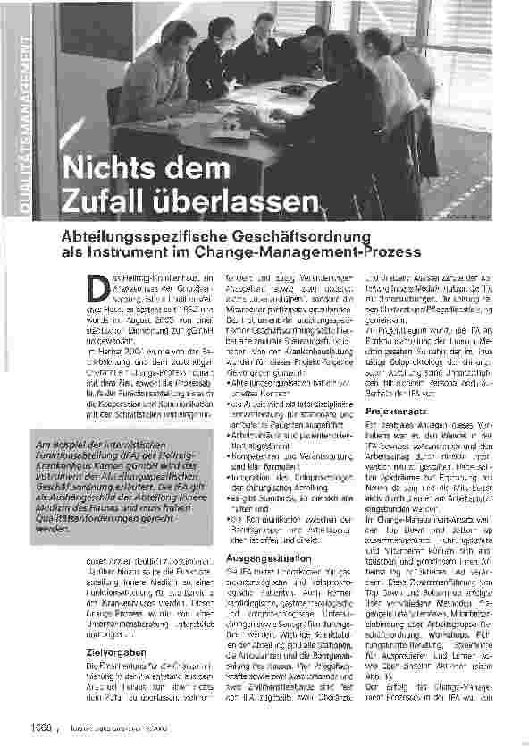 Vorschauseite 1: Nichts dem Zufall überlassenAbteilungsspezifische Geschäftsordnungals Instrument im Change-Management-Prozess