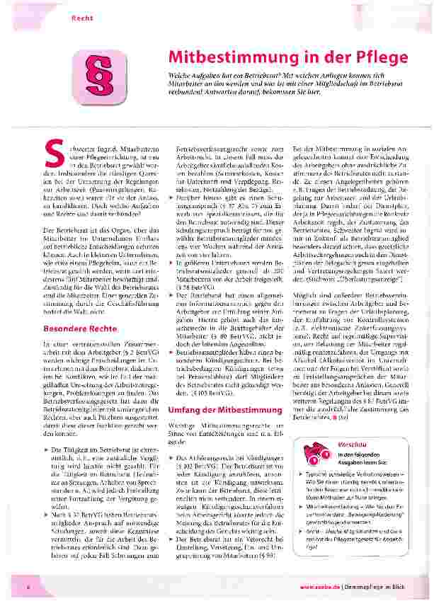 Vorschauseite 1: Mitbestimmung in der Pflege