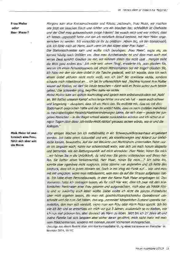 Vorschauseite 2: Ich bin „Herr Meier: Ist Transsexualität ein Problem für Pflegende?