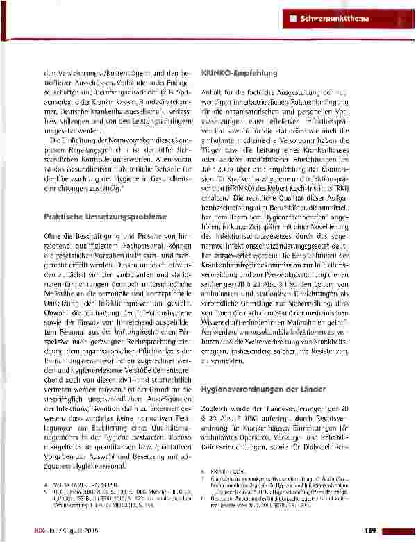 Vorschauseite 2: Hygienefachpersonal in der ambulanten und stationären Versorgung -ein bundesweiter Überblick am Beispiel des Hygienebeauftragten Arztes
