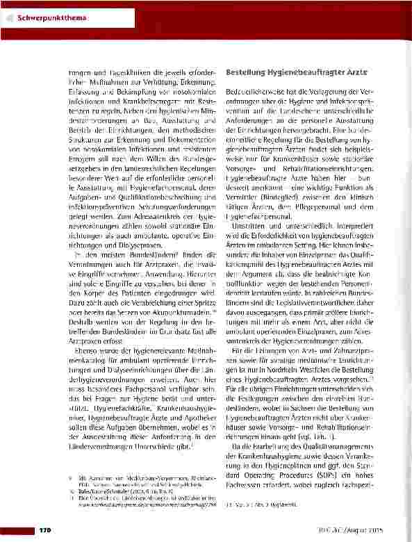Vorschauseite 3: Hygienefachpersonal in der ambulanten und stationären Versorgung -ein bundesweiter Überblick am Beispiel des Hygienebeauftragten Arztes