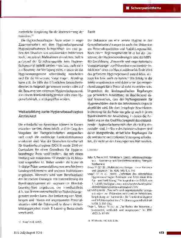 Vorschauseite 6: Hygienefachpersonal in der ambulanten und stationären Versorgung -ein bundesweiter Überblick am Beispiel des Hygienebeauftragten Arztes