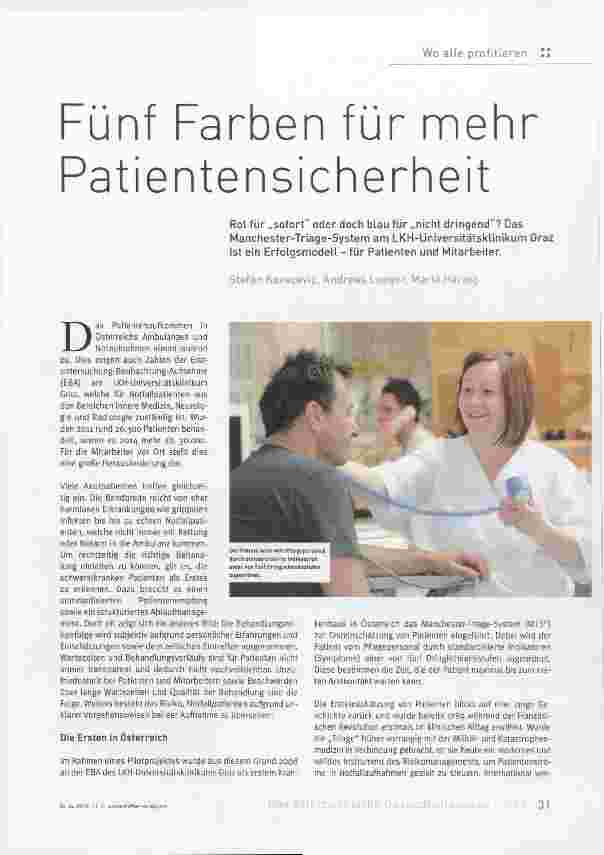 Vorschauseite 1: Fünf Farben für mehr Patientensicherheit