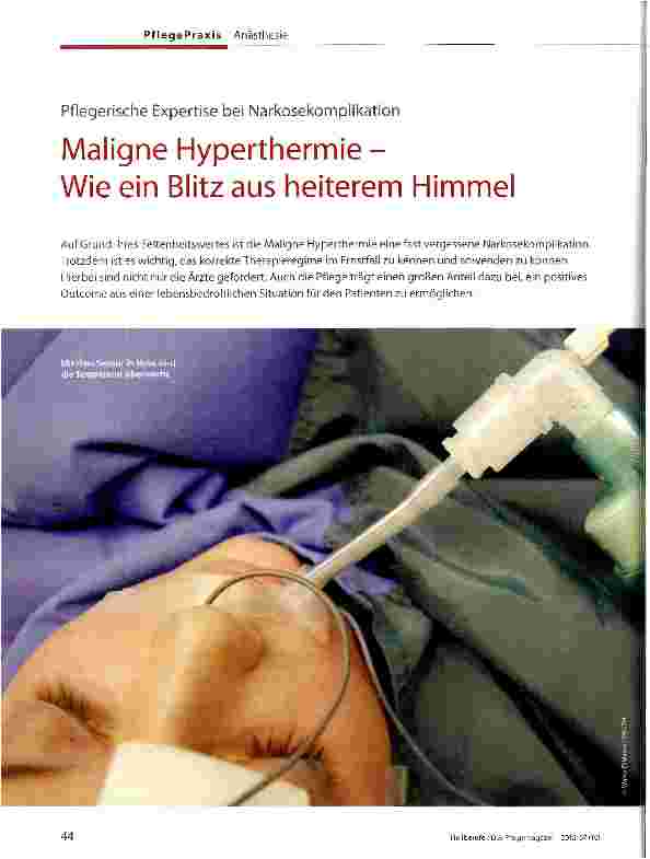 Vorschauseite 1: Maligne Hyperthermie - Wie ein Blitz aus heiterem Himmel