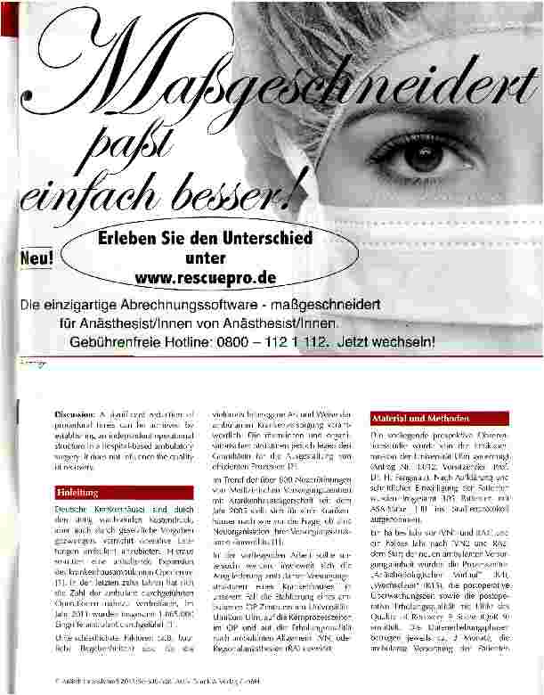 Vorschauseite 2: Ambulantes Operieren im Krankenhaus