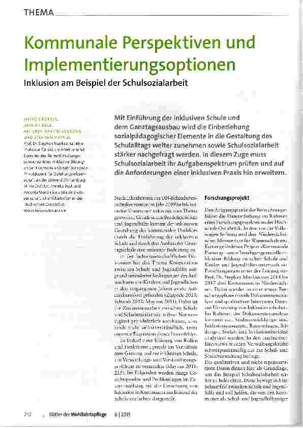 Vorschauseite 1: Kommunale Perspektiven und Implementierungsoptionen