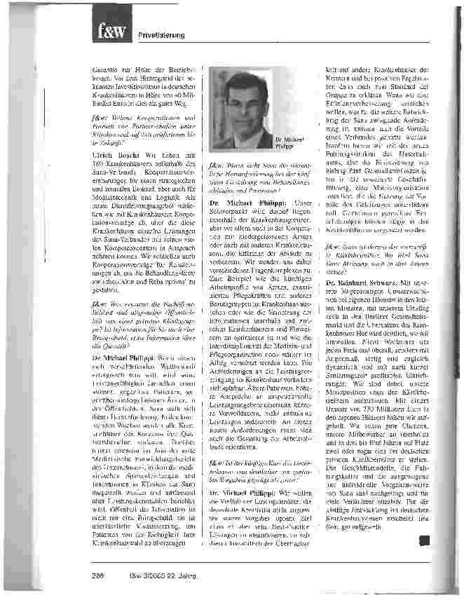 Vorschauseite 3: Wir sehen gute Chancen, unsere Mitbewerber zu überholenInterview mit den Geschäftsführern der Sana-Kliniken GmbH & Co. KG aA: