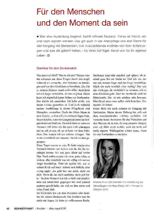 Vorschauseite 1: Für den Menschen und den Moment da sein