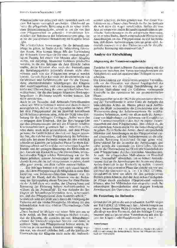 Vorschauseite 2: Zur Verantwortlichkeit des operierenden Arztes und des Pflegepersonals im OP