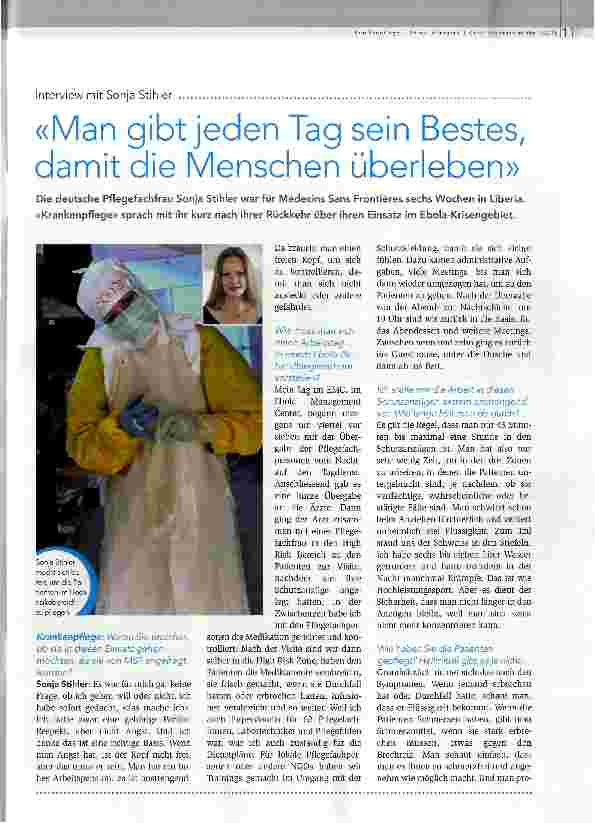 Vorschauseite 1: Man gibt jeden Tag sein Bestes, damit die Menschen überleben