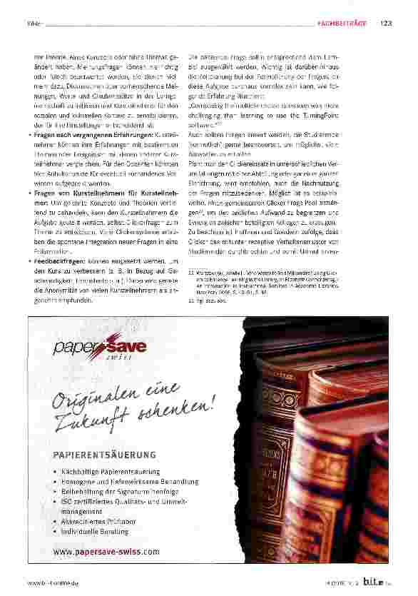 Vorschauseite 4: Audience Response Systeme -Möglichkeiten und Grenzen ihres Einsatz bei der Vermittlung von Informationskompetenz in wissenschaftlichen Bibliotheken