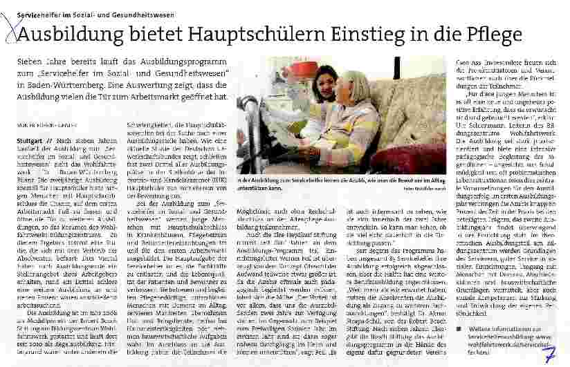 Vorschauseite 1: Ausbildung bietet Hauptschülern Einstieg in die Pflege