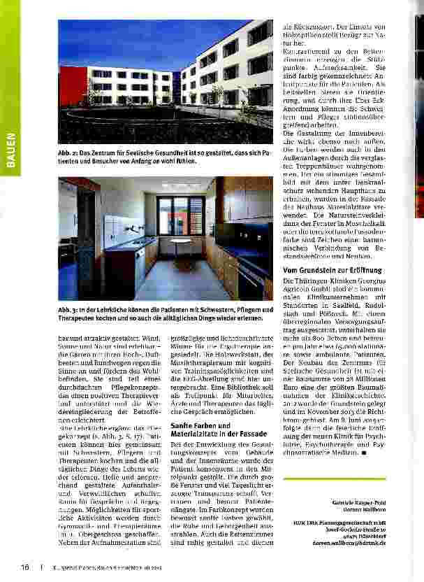 Vorschauseite 3: Therapeutische Umwelt mit heilender Wirkung Der funktionale und zurückhaltende Bau des Zentrums für Seelische Gesundheit in Saalfeld