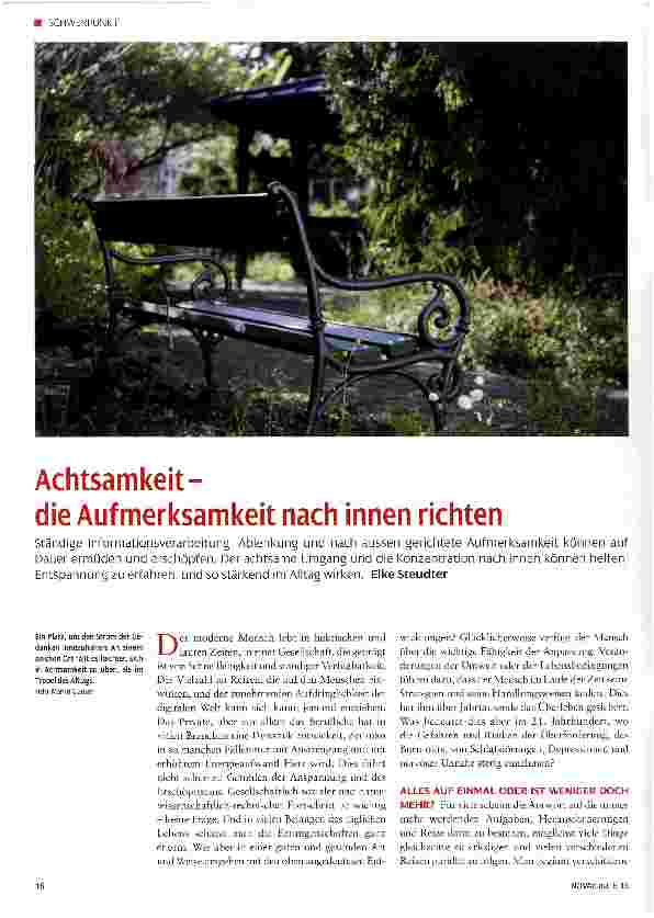 Vorschauseite 1: Achtsamkeit - die Aufmerksamkeit nach innen richten