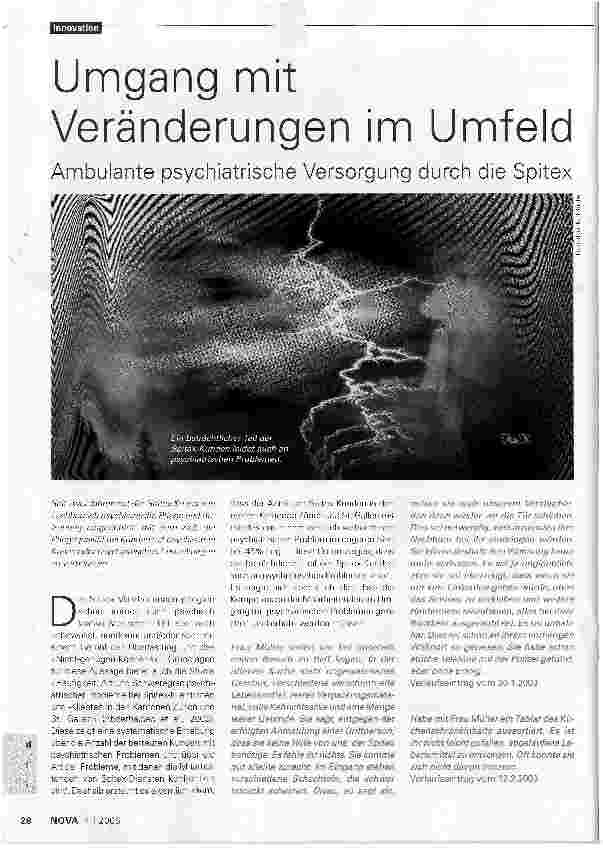 Vorschauseite 1: Umgang mit Veränderungen im Umfeld. Ambulante psychiatrische Versorgung durch die Spitex