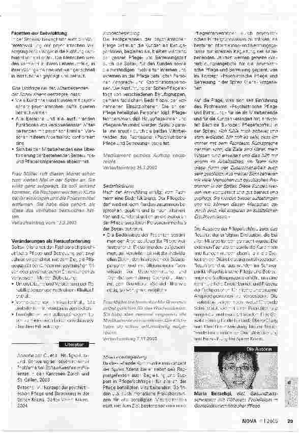 Vorschauseite 2: Umgang mit Veränderungen im Umfeld. Ambulante psychiatrische Versorgung durch die Spitex