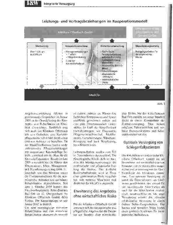 Vorschauseite 2: Kooperationsmodell Integrierte RehabilitationKompetenzzentrum für Schlaganfallpatienten am Klinikum Offenbach und Reha-Zentrum Bad Orb