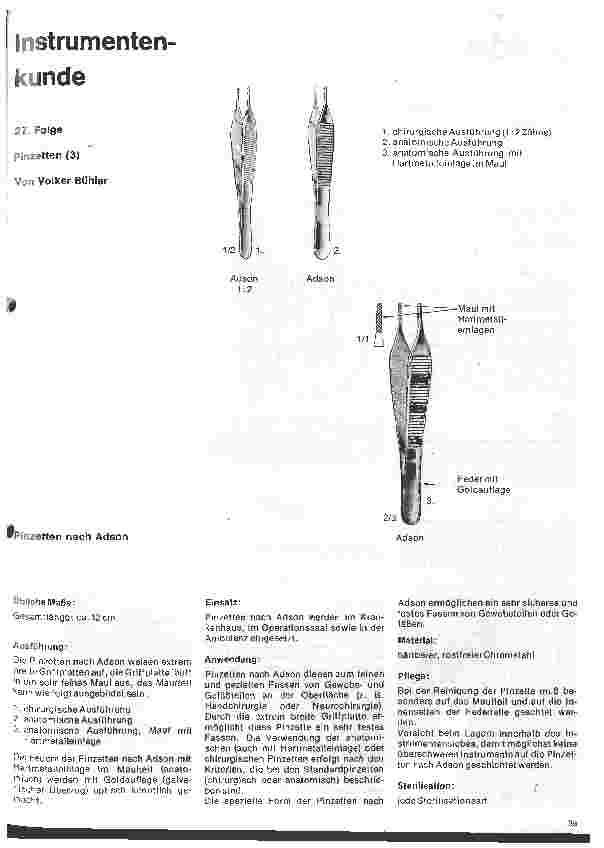 Vorschauseite 1: Instrumentenkunde 27.Folge: Pinzetten (3)