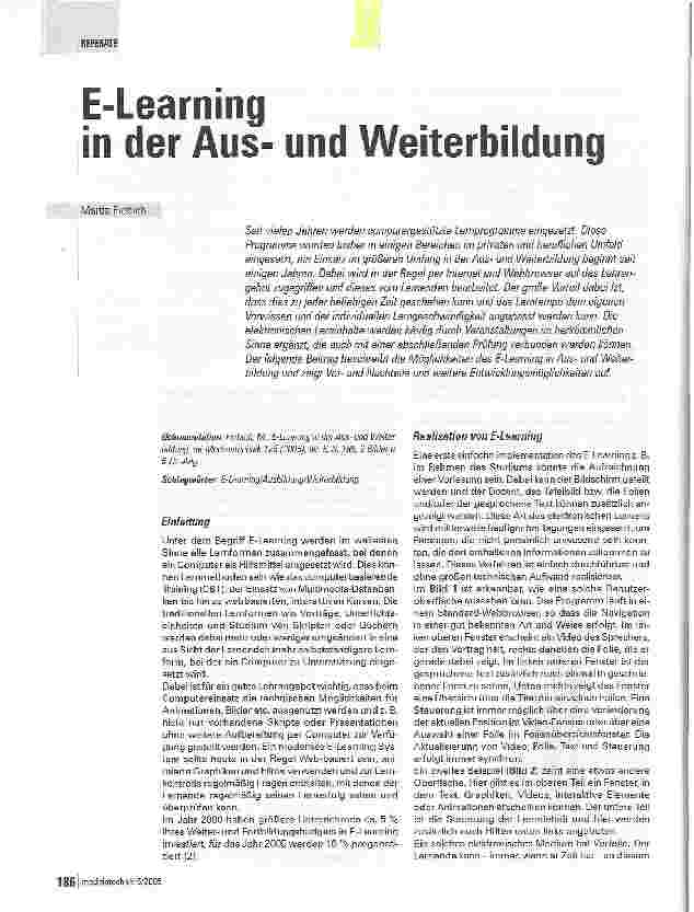 Vorschauseite 1: E-Learning in der Ausund Weiterbildung