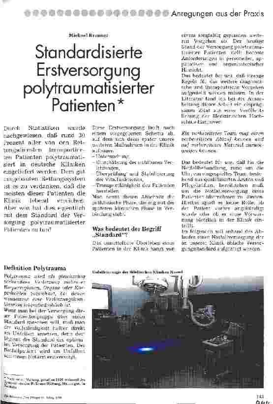 Vorschauseite 1: Standardisierte Erstversorgung polytraumatisierter Patienten (Nach einem Vortrag)