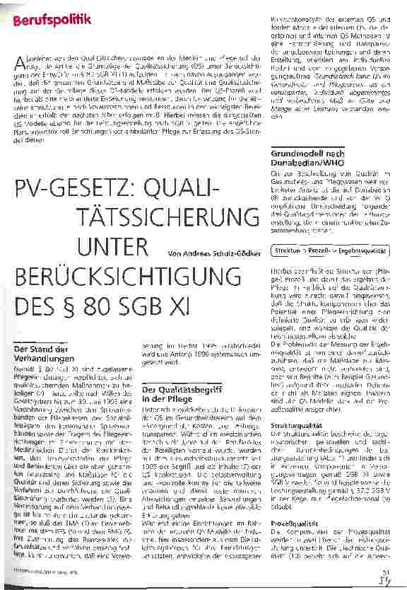 Vorschauseite 1: PV-Gesetz: Qualitätssicherung unter Berücksichtigung des  80 SGB XI