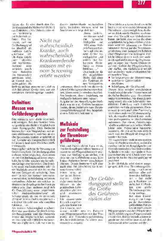 Vorschauseite 3: Thrombosegefährdung im Krankenhaus